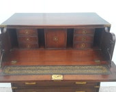 VICTORIAN MILITARY CAMPAIGN Chest of Drawers Built in Secrataire Drop Front Desk