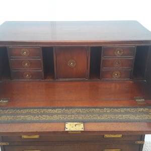 VICTORIAN MILITARY CAMPAIGN Chest of Drawers Built in Secrataire Drop Front Desk