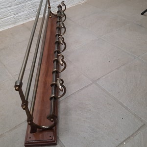 Vintage Brass Coatrack France Mahogany Art Deco image 3