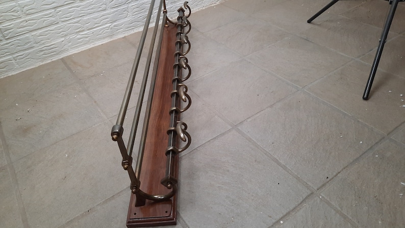 Vintage Brass Coatrack France Mahogany Art Deco image 3