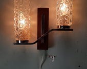 mid century Deense Wandlamp Chrome Glas Teak