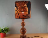 Deense Tafellamp grenen vintage 48 cm.