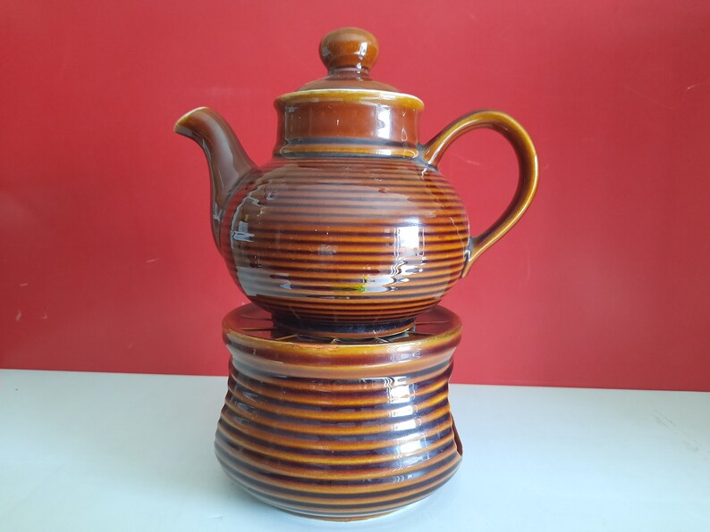 Vintage Melitta Teapot With Tealight Rechaud Retro Brown Etsy