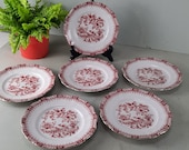 Set van 6 Seltmann Weiden Dessertborden, Ontbijtborden Theresia Red  vintage