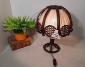 New Old Stock Rattan Tafellamp jaren '70