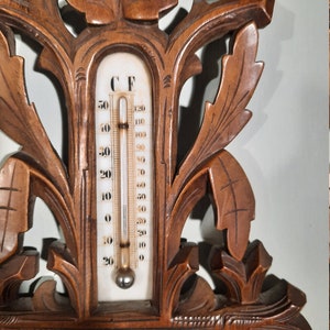 Hand Wood Carving Holosteric Barometer, J.M.Schmidt Optician Amsterdam Antic image 5