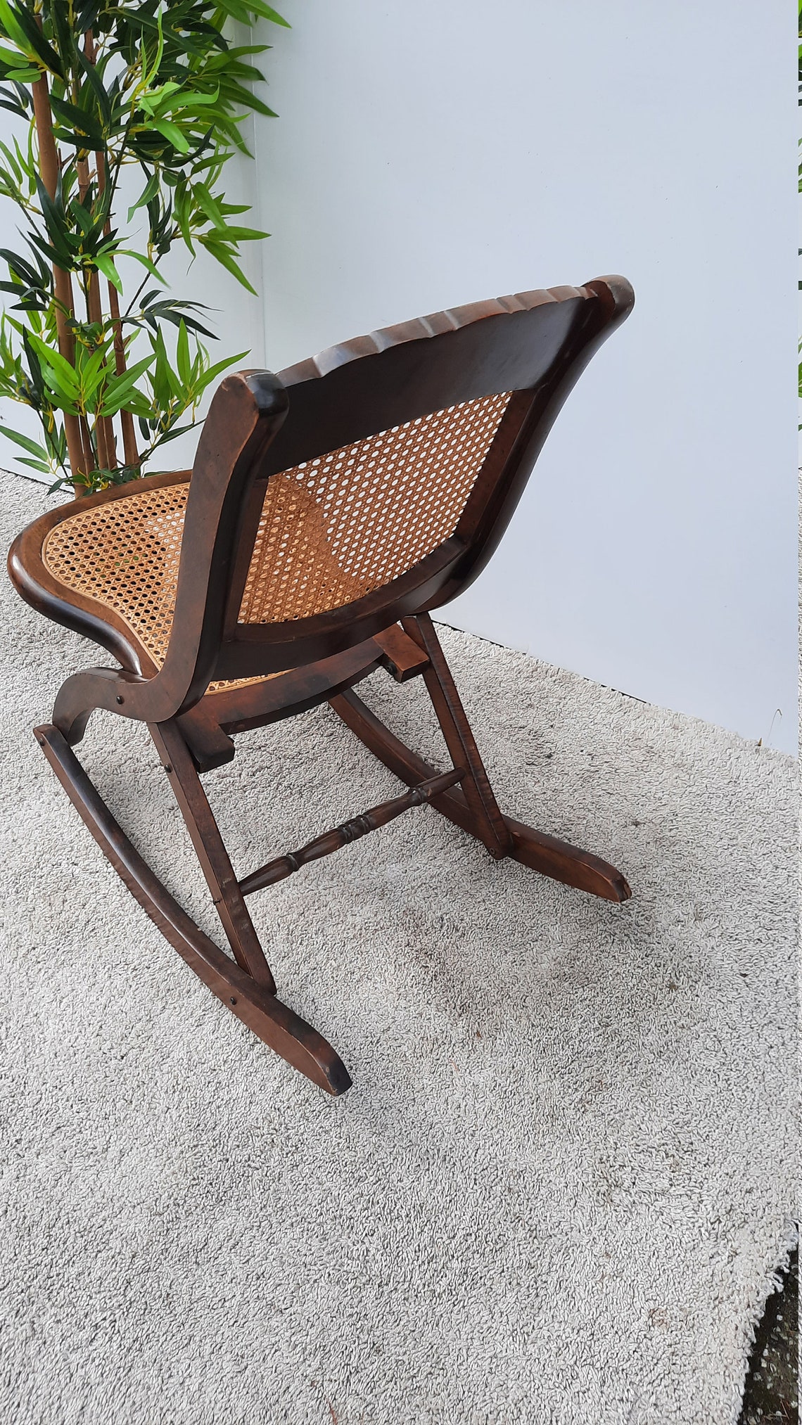 Unique Folding Rocking Chair With Webbing Seat and Back | Etsy