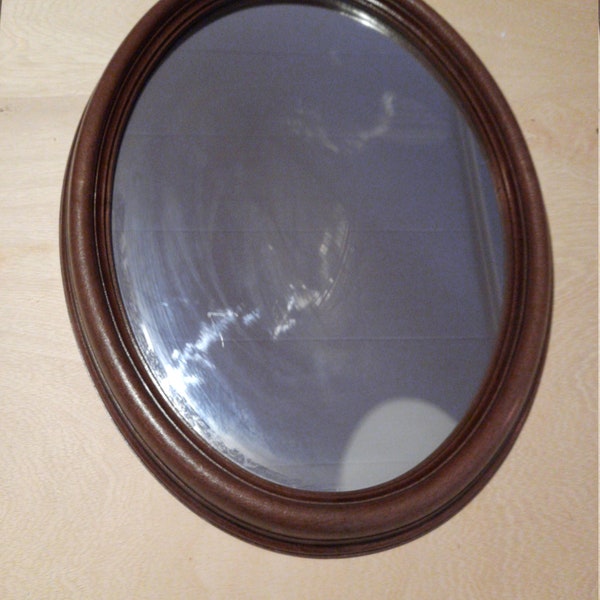 Grand art ovale de miroir ou de structure en bois vintage