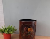 vintage Met de hand beschilderde prullenbak