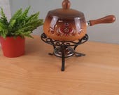 Vintage Fonduepan, fonduestel met spiritusbrander retro '70