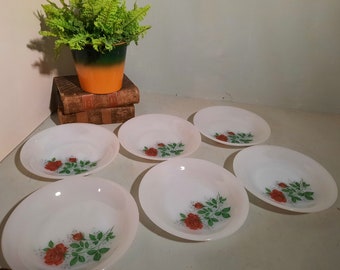 ARCOPAL 6枚セット 深皿 ピンクローズコレクション - ヴィンテージ