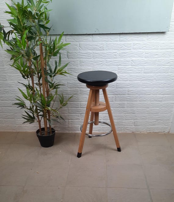 Vintage Ikea Studiohocker, Barhocker, Artelierhocker, Zeichenhocker, höhenverstellbar im Retro-Stil