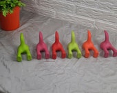 Set of 6  IKEA Bästis Fullcolor Dog Tail Butt Wall Hangers Hooks - Hats, Coats, Keys  Designed by Monika Mulder