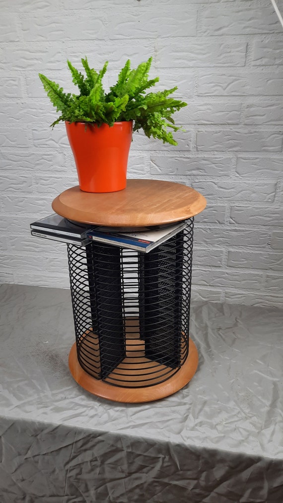 Rotating CD Column Techpoint Plant Table Side Table With