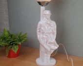 vintage Gangster Lamp Wit Keramiek '70