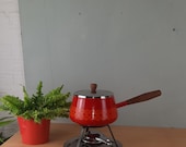 Retro Fondue set , pan met brander en vorken vintage