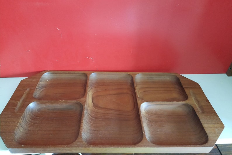 Serving dish teak wood vintage Redens design image 2