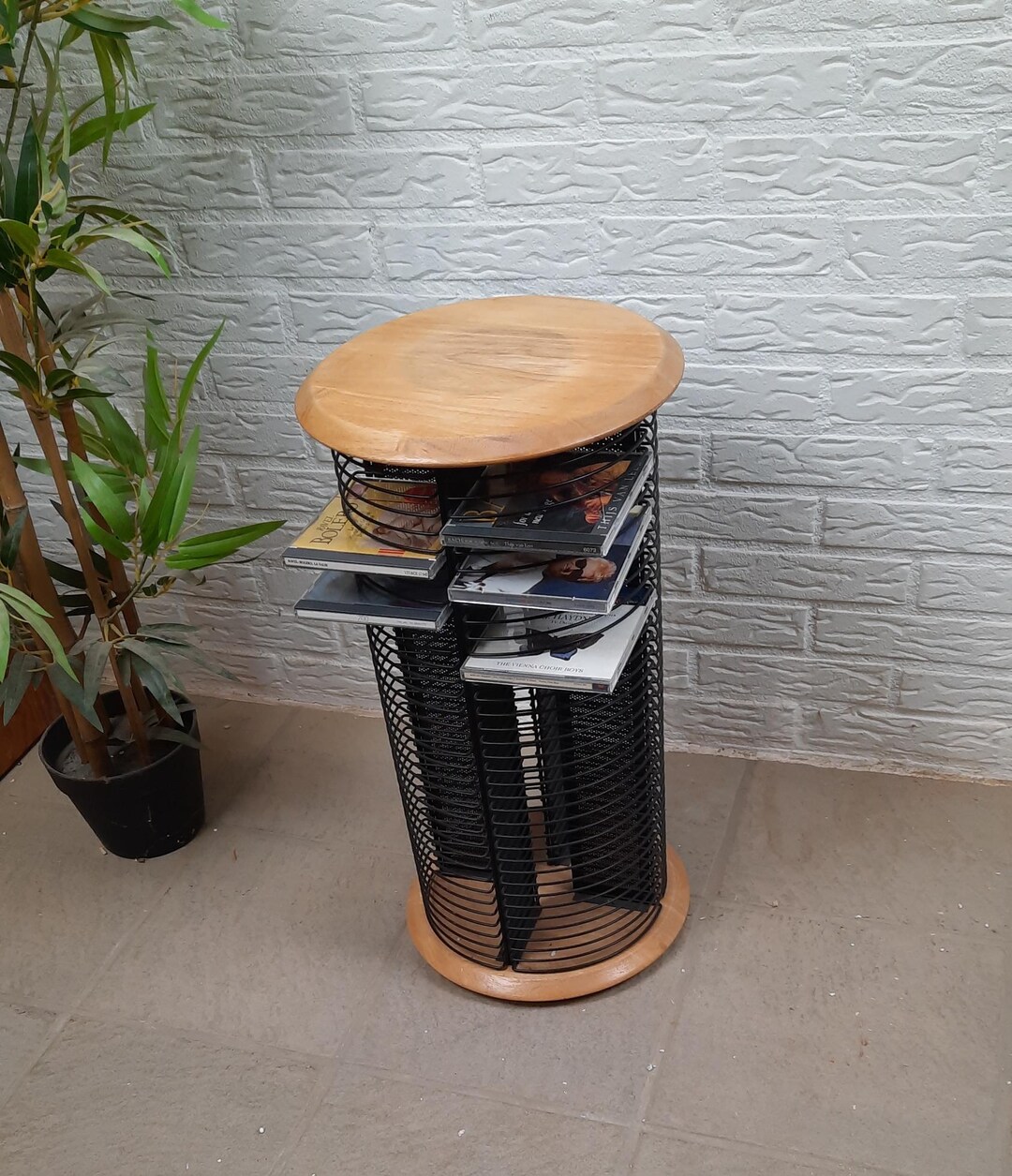 TECHPOINT ヴィンテージ CDラック 回転式 サイドテーブル ビンテージ Rotating CD Column Techpoint Plant Table Side Table With