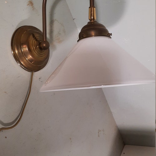 Antique French Wall Lamp Bow Lamp with White shops Opaline Hood