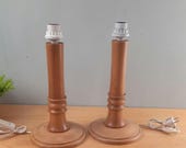 set van 2 Zweedse Tafellampen Grenen uit de jaten '70 retro