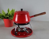 Vintage Fondueset Rood Emaille retro