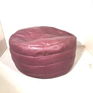 Vintage Lederen Patchwork pouf '70