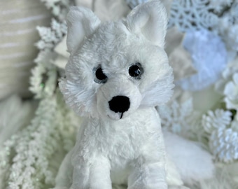 Mini Arctic Fox Stuffed Animal: 10” Small Plush Toy