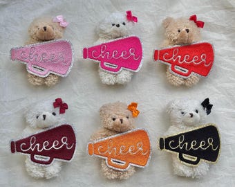Cheerleader Teddy Bear Bag Charm: Plush Keychain, Choose Your Color