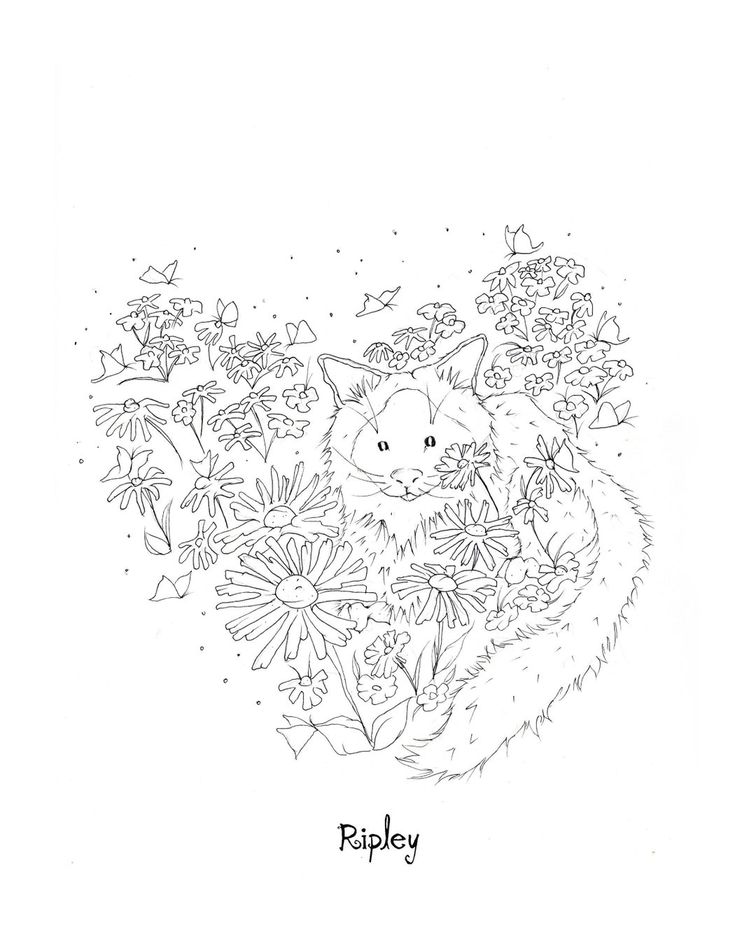 Kitty Cat Coloring Pages - Etsy