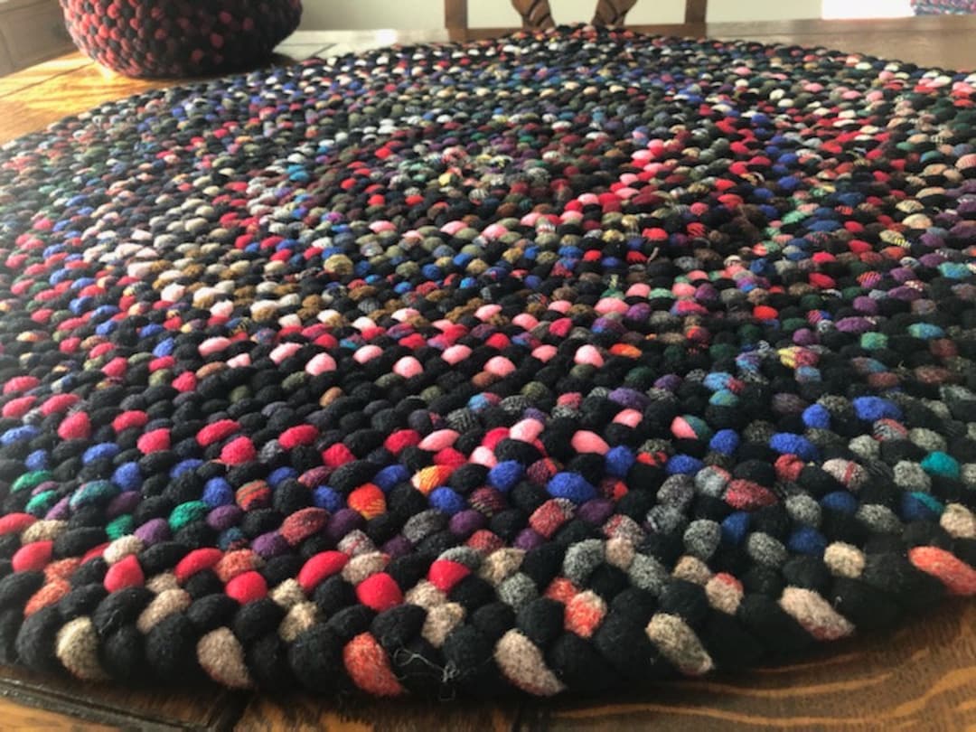 Hand-braided 100% Wool Rug. 