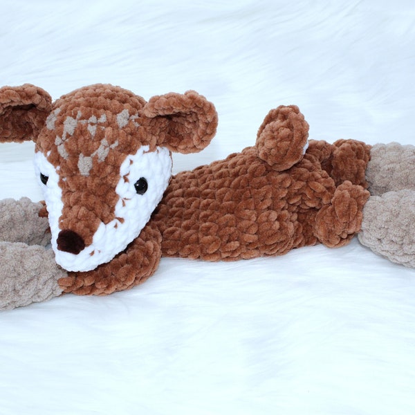 14" Deer Snuggler, Deer Lovey, Flora Fawn Mini Snuggler, Crocheted Lovey, Baby Gift, Baby Snuggler, Woodland Baby Theme, Toddler Toy