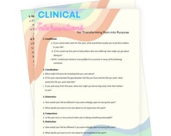 Deep Questions for Therapist's to Ask to Help Transform Pain to Purpose (2 pages) - Tool for Therapists - Digital Downloads Printable PDF