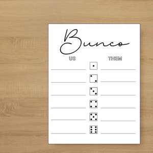 Bunco Scorecard  **Instant Download**
