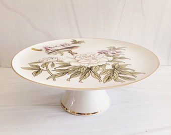 Vintage shafford cake plate | Chinese garden pattern cake stand | dessert tray