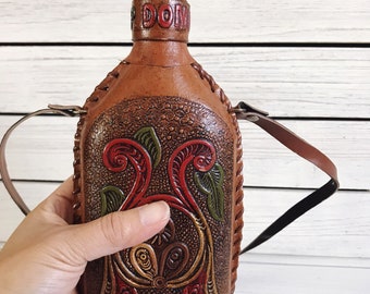Leather Cover Flask Etsy