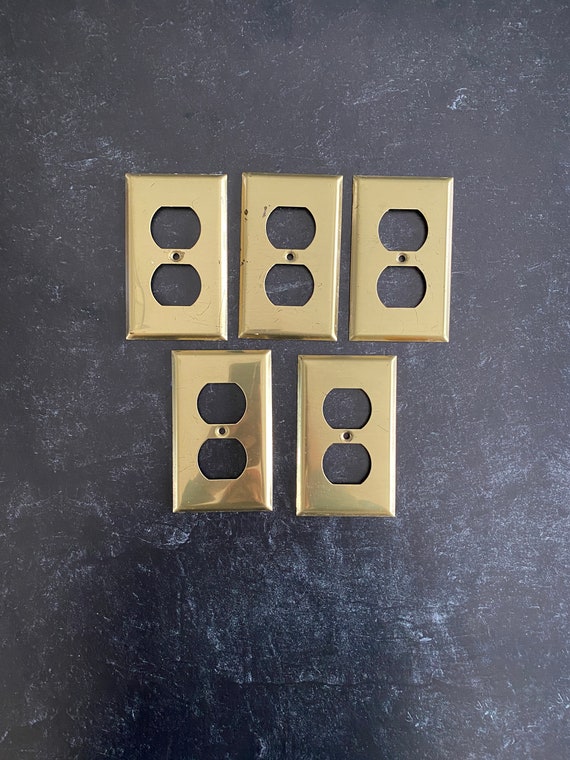 Vintage Brass Outlet Cover 1970s Solid Brass Outlet Cover Etsy