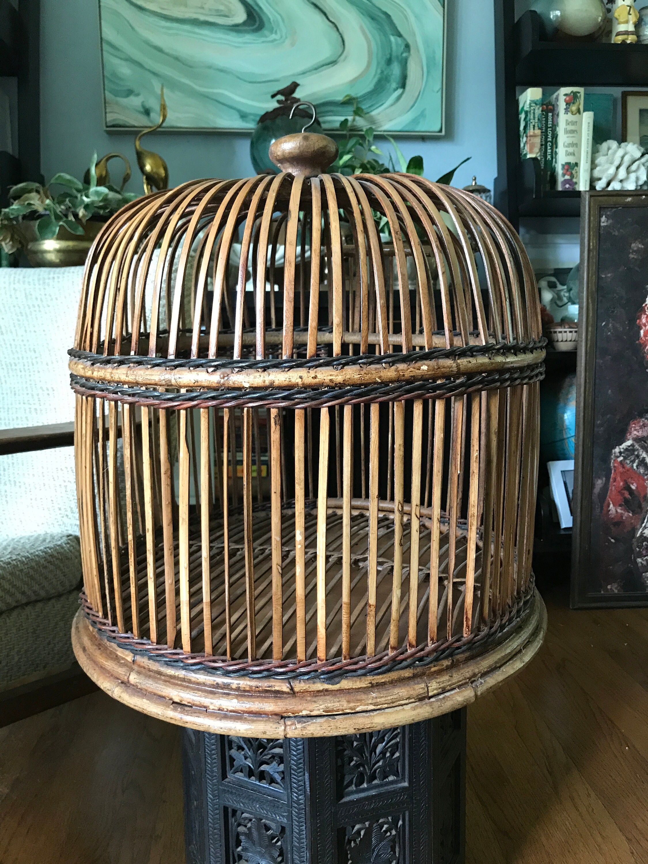 Large Rattan bird cage / bamboo bird cage / vintage bird cage Etsy
