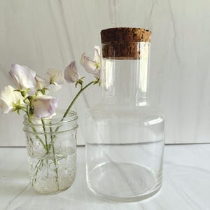 Glass apothecary container, cylinder glass jar, vintage apothecary jar with cork lids