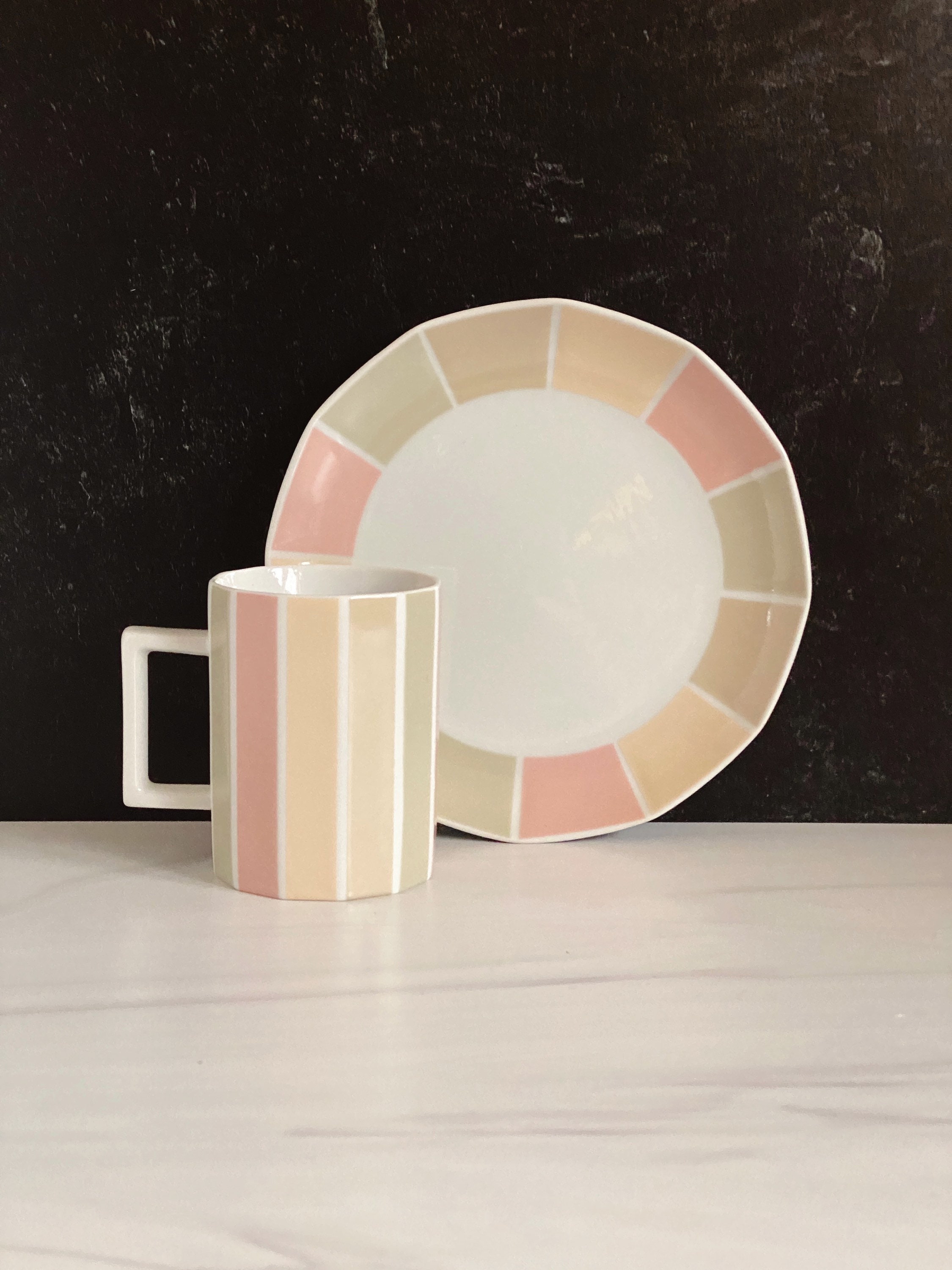 Vintage snack plate pastel color 80s style Beta Toscany Etsy