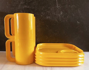 Vintage Snax Yellow Snack Plate and Mug Set by Ingrid