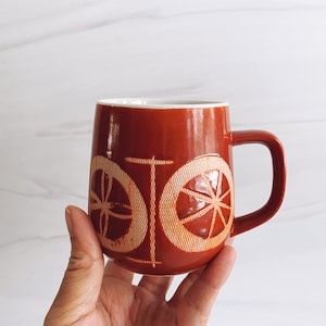Vintage 60s mod Ceramic coffee mug | Burnt Orange mug | Porcelain Pottery Cup | Vintage ceramics