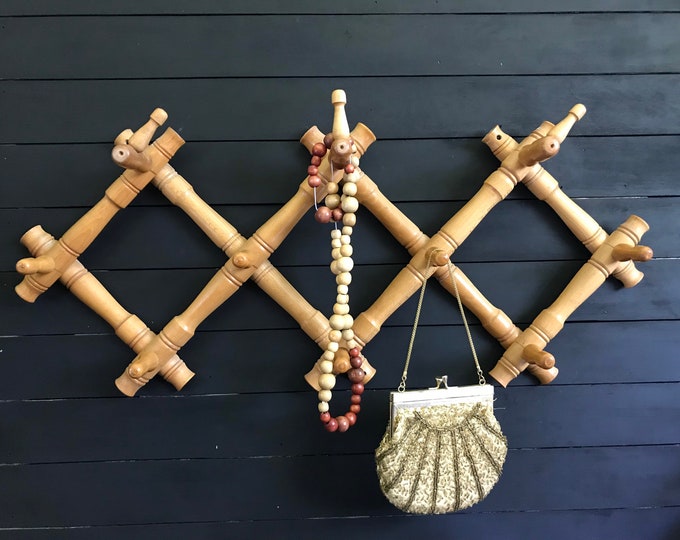 Vintage Peg Rack Accordion Peg Rack Wood Peg Rack Hat and Etsy