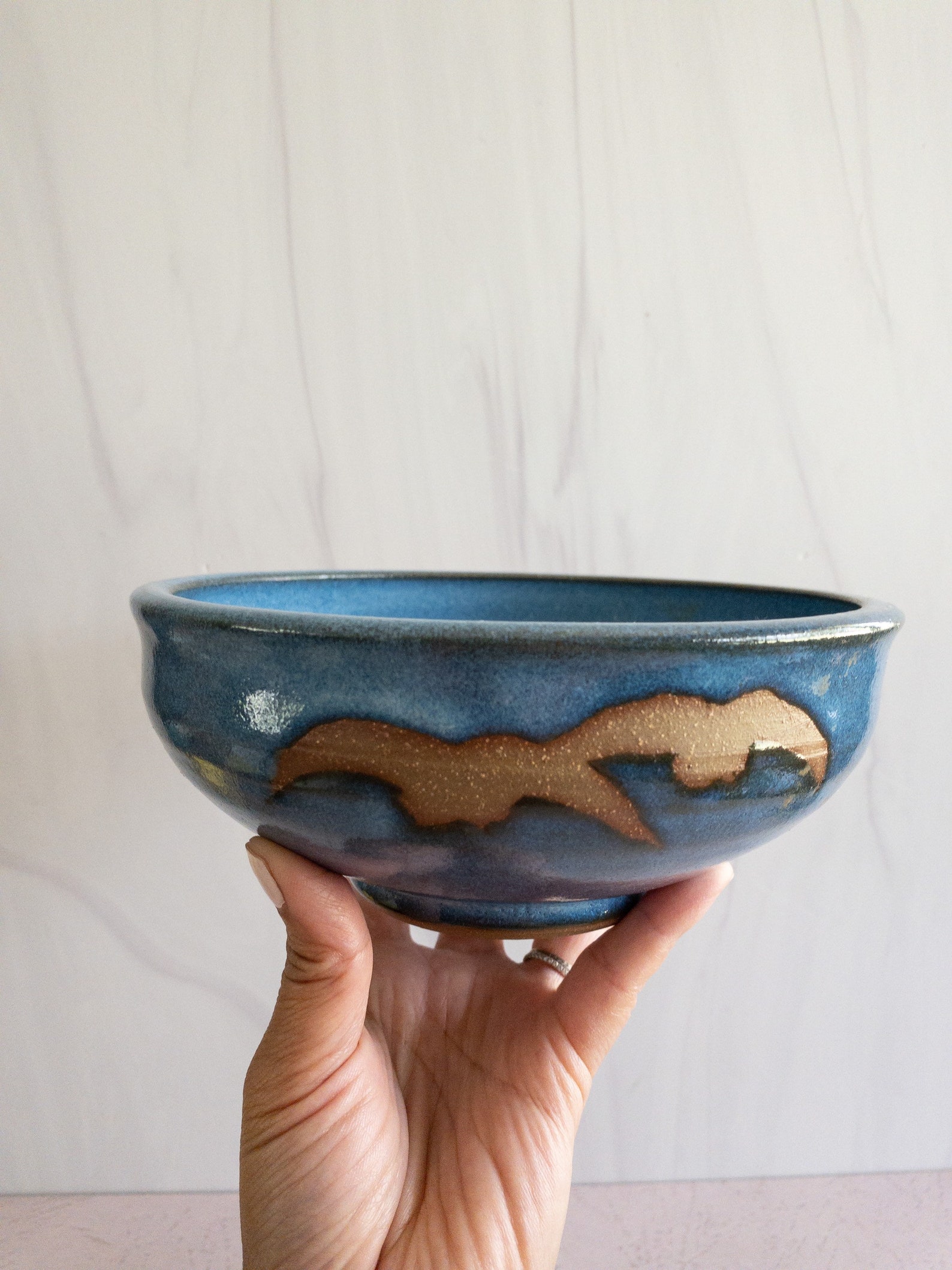 Vintage midcentury pottery bowl ikebana stoneware bowl Etsy