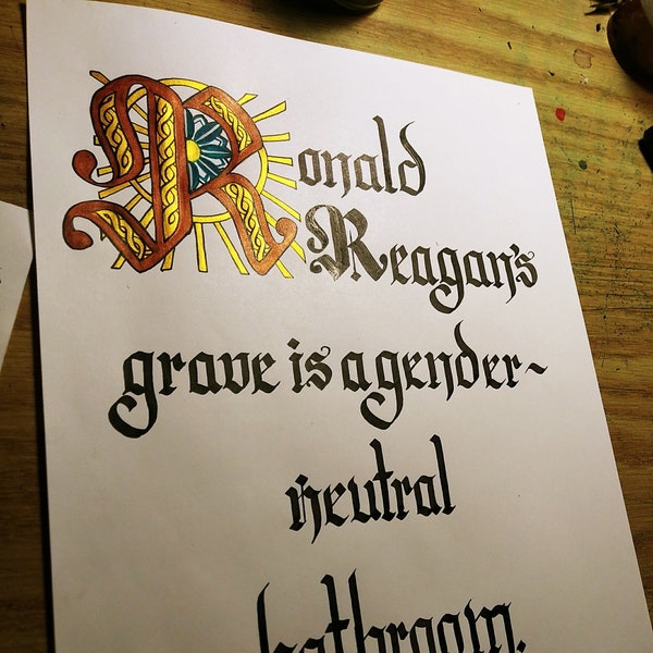 RR's Grave Meme Illuminated Manuscript Print