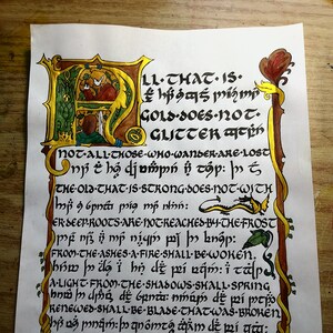 Simple Hobbit Illuminated Manuscript Print
