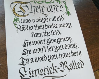 Limerick-Rolled Illuminated Manuscript Digital Print