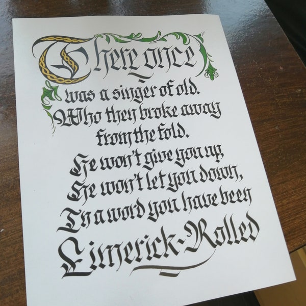 Limerick-Rolled Illuminated Manuscript Digital Print