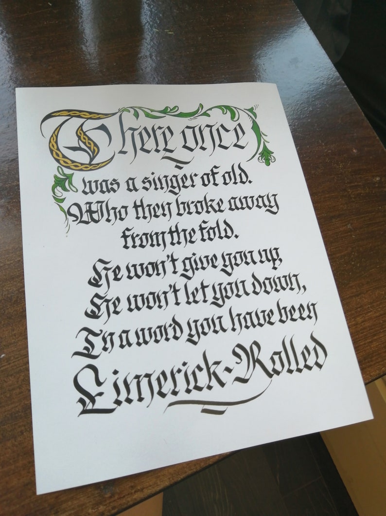 Limerick-Rolled Illuminated Manuscript Digital Print image 1