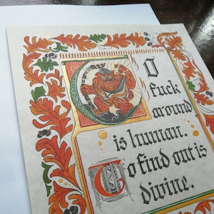 Illuminated Calligraphy Art Print, Patron Saint of Chaos