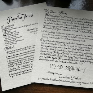 Carta totalmente normal de Jonathan Harker (impresión de caligrafía con sello de lacre)